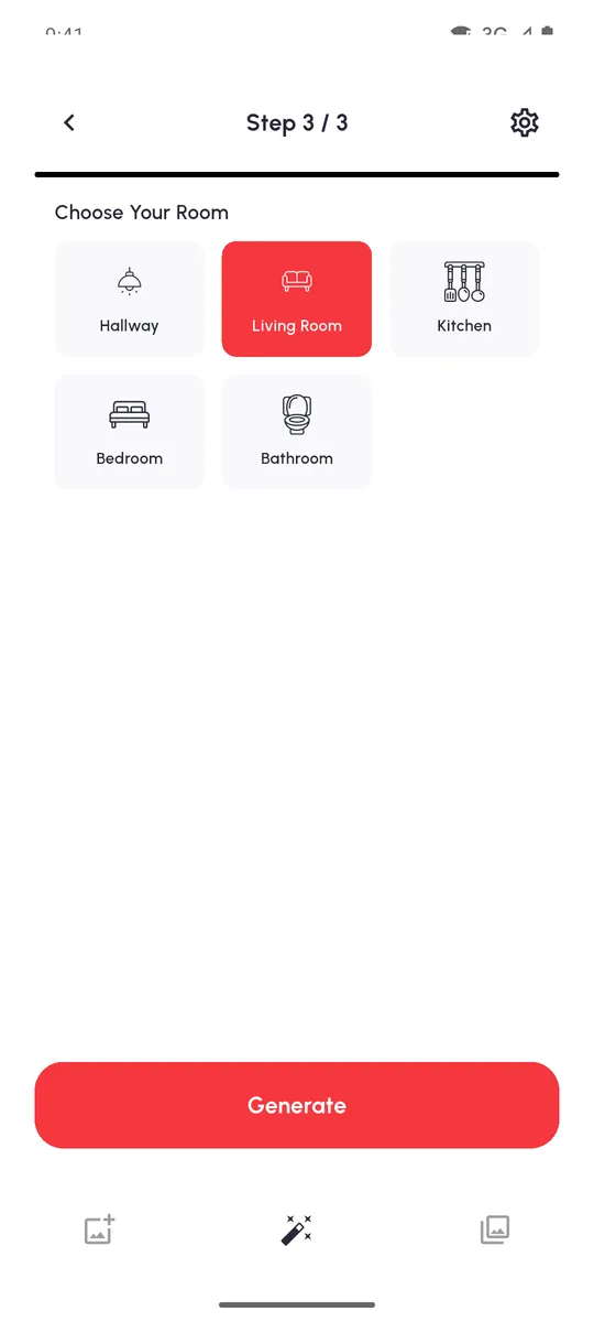 Step 3 screen: tell the app which room it is