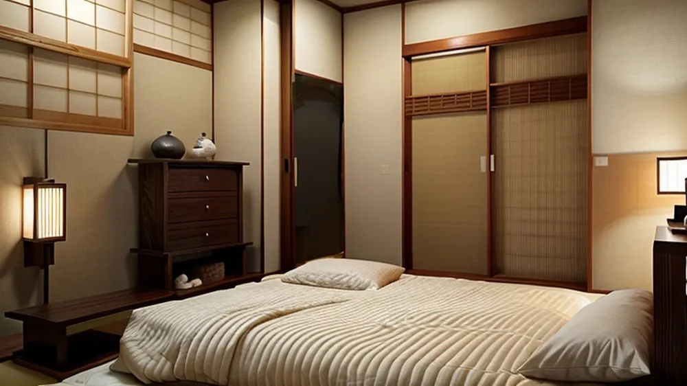 After: the Japanese version, where the curtained window became a sliding cupboard